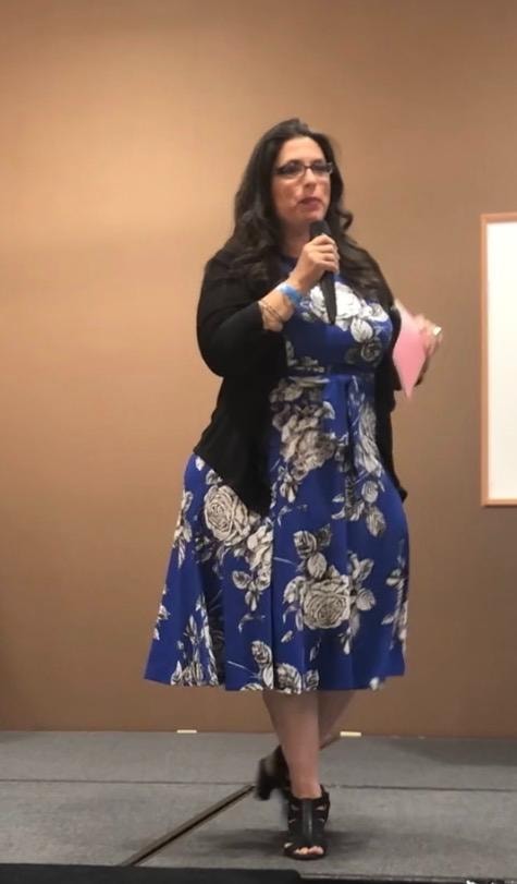 Jackie Shore RN speaking at a healthcare event
